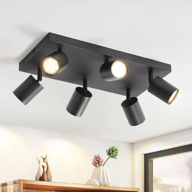 Homefire Deckenleuchte Weiß Deckenstrahler LED: Deckenlampe 6 Flammig GU10 Strahler Deckenspots Industrial 350°Schwenkbar Modern Küchenlampe für Wohnzimmer Schlafzimmer Esszimmer - Ohne Leuchtmittel - Homefire