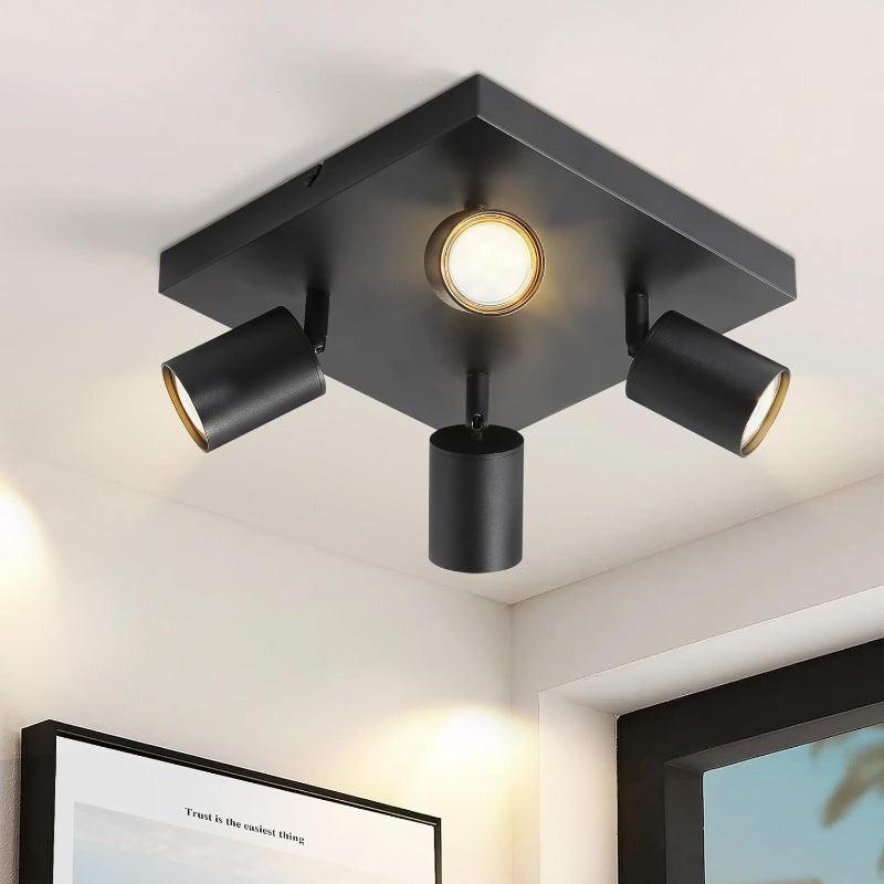 Homefire Deckenleuchte Weiß Deckenstrahler LED: Deckenlampe 6 Flammig GU10 Strahler Deckenspots Industrial 350°Schwenkbar Modern Küchenlampe für Wohnzimmer Schlafzimmer Esszimmer - Ohne Leuchtmittel - Homefire