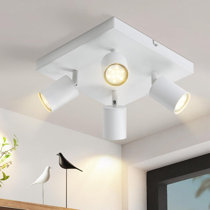 Homefire Deckenleuchte Weiß Deckenstrahler LED: Deckenlampe 6 Flammig GU10 Strahler Deckenspots Industrial 350°Schwenkbar Modern Küchenlampe für Wohnzimmer Schlafzimmer Esszimmer - Ohne Leuchtmittel - Homefire
