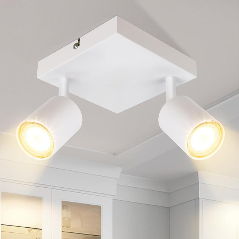 Homefire Deckenleuchte Weiß Deckenstrahler LED: Deckenlampe 6 Flammig GU10 Strahler Deckenspots Industrial 350°Schwenkbar Modern Küchenlampe für Wohnzimmer Schlafzimmer Esszimmer - Ohne Leuchtmittel - Homefire