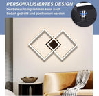 Homefire Deckenleuchte Wohnzimmer LED Deckenlampe 65cm - 24W Modern Wohnzimmerlampe Schwarz Schlafzimmerlampe Decke 3000K Warmweiß Eckig Design Deckenbeleuchtung für Schlafzimmer Küche [Energieklasse E] - Homefire