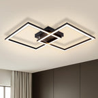 Homefire Deckenleuchte Wohnzimmer LED Deckenlampe 65cm - 24W Modern Wohnzimmerlampe Schwarz Schlafzimmerlampe Decke 3000K Warmweiß Eckig Design Deckenbeleuchtung für Schlafzimmer Küche [Energieklasse E] - Homefire