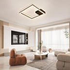 Homefire Deckenleuchte Wohnzimmer LED Deckenlampe 65cm - 24W Modern Wohnzimmerlampe Schwarz Schlafzimmerlampe Decke 3000K Warmweiß Eckig Design Deckenbeleuchtung für Schlafzimmer Küche [Energieklasse E] - Homefire