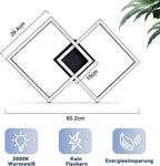 Homefire Deckenleuchte Wohnzimmer LED Deckenlampe 65cm - 24W Modern Wohnzimmerlampe Schwarz Schlafzimmerlampe Decke 3000K Warmweiß Eckig Design Deckenbeleuchtung für Schlafzimmer Küche [Energieklasse E] - Homefire