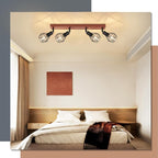 Homefire Deckenstrahler Schwarz 4 Flammig E14 Denckenspots - Holz Vintage Metall Deckenlampe Schwenkbar 350° MAX.25W Innen für Schlafzimmer Wohnzimmer Esszimmer Küche Ohne Leuchtmittel - Homefire