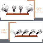 Homefire Deckenstrahler Schwarz 4 Flammig E14 Denckenspots - Holz Vintage Metall Deckenlampe Schwenkbar 350° MAX.25W Innen für Schlafzimmer Wohnzimmer Esszimmer Küche Ohne Leuchtmittel - Homefire
