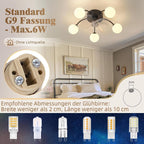 Homefire Deckenventilator mit Beleuchtung Leise: G9 Deckenlampe Mit Ventilator 5 Flammig Schwarz 6-Gang Deckenventilatoren Mit Licht/Fernbedienung/Timer für Wohnzimmer Schlafzimmer - Ohne Leuchtmittel - Homefire