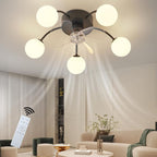 Homefire Deckenventilator mit Beleuchtung Leise: G9 Deckenlampe Mit Ventilator 5 Flammig Schwarz 6-Gang Deckenventilatoren Mit Licht/Fernbedienung/Timer für Wohnzimmer Schlafzimmer - Ohne Leuchtmittel - Homefire