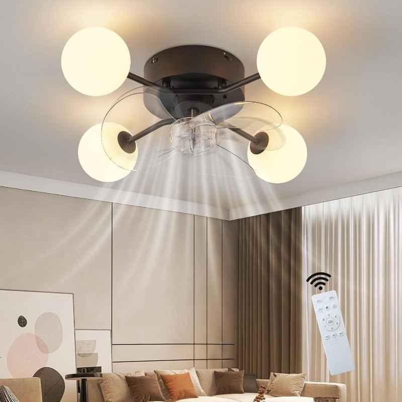 Homefire Deckenventilator mit Beleuchtung Leise: G9 Deckenlampe Mit Ventilator 5 Flammig Schwarz 6-Gang Deckenventilatoren Mit Licht/Fernbedienung/Timer für Wohnzimmer Schlafzimmer - Ohne Leuchtmittel - Homefire