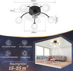 Homefire Deckenventilator mit Beleuchtung Leise: G9 Deckenlampe Mit Ventilator 5 Flammig Schwarz 6-Gang Deckenventilatoren Mit Licht/Fernbedienung/Timer für Wohnzimmer Schlafzimmer - Ohne Leuchtmittel - Homefire