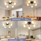 Homefire Deckenventilator mit Beleuchtung Leise: G9 Deckenlampe Mit Ventilator 5 Flammig Schwarz 6-Gang Deckenventilatoren Mit Licht/Fernbedienung/Timer für Wohnzimmer Schlafzimmer - Ohne Leuchtmittel - Homefire