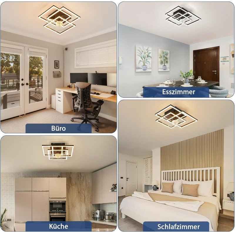 Homefire Deckenventilator mit Beleuchtung Leise - LED Deckenleuchte Ventilator Mit Fernbedienung 3000K-6500K Dimmbar 6-Gang Modern Schwarz Schlafzimmer Lampe Mit Ventilator Timer für Wohnzimmer Küche - Homefire