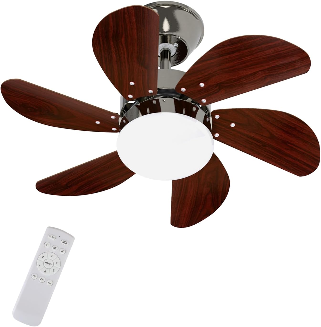 Homefire Deckenventilator Mit Beleuchtung Leise: Ø75CM 6 Flügeln Deckenlampe mit Ventilator und Fernbedienung Timing Deckenleuchte Fan Chrom Sommer Winter für Wohnzimmer Küche Ohne Lichtquelle - Homefire