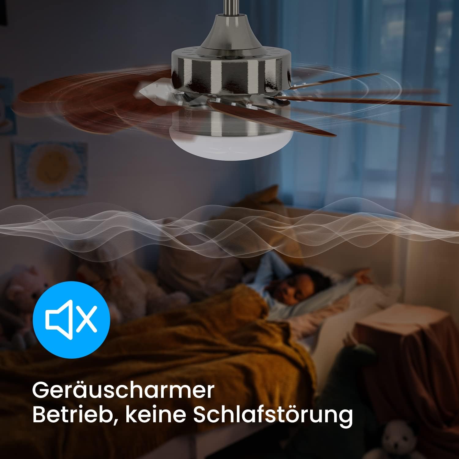 Homefire Deckenventilator Mit Beleuchtung Leise: Ø75CM 6 Flügeln Deckenlampe mit Ventilator und Fernbedienung Timing Deckenleuchte Fan Chrom Sommer Winter für Wohnzimmer Küche Ohne Lichtquelle - Homefire