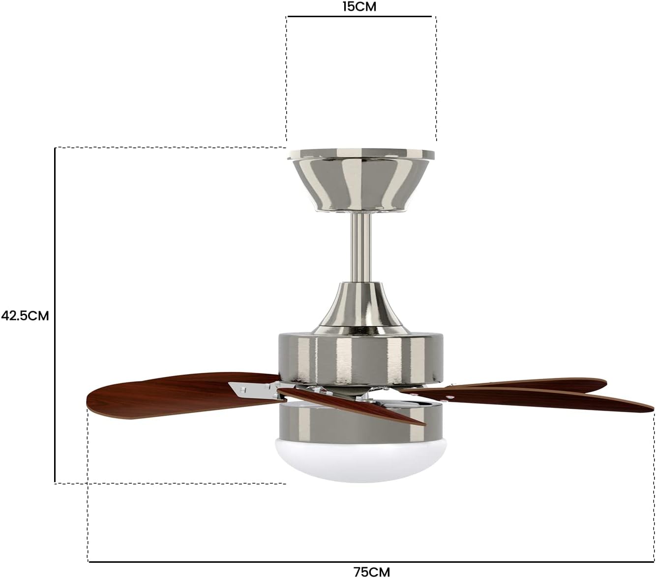 Homefire Deckenventilator Mit Beleuchtung Leise: Ø75CM 6 Flügeln Deckenlampe mit Ventilator und Fernbedienung Timing Deckenleuchte Fan Chrom Sommer Winter für Wohnzimmer Küche Ohne Lichtquelle - Homefire