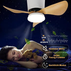 Homefire Deckenventilator Mit Beleuchtung und Fernbedienung - 23W LED Dimmbar Deckenleuchte mit Ventilator Leise 70CM Ventilator mit Licht Sommer/Winter 6-Gang Timer für Schlafzimmer Kinderzimmer Büro [Energieklasse E] - Homefire