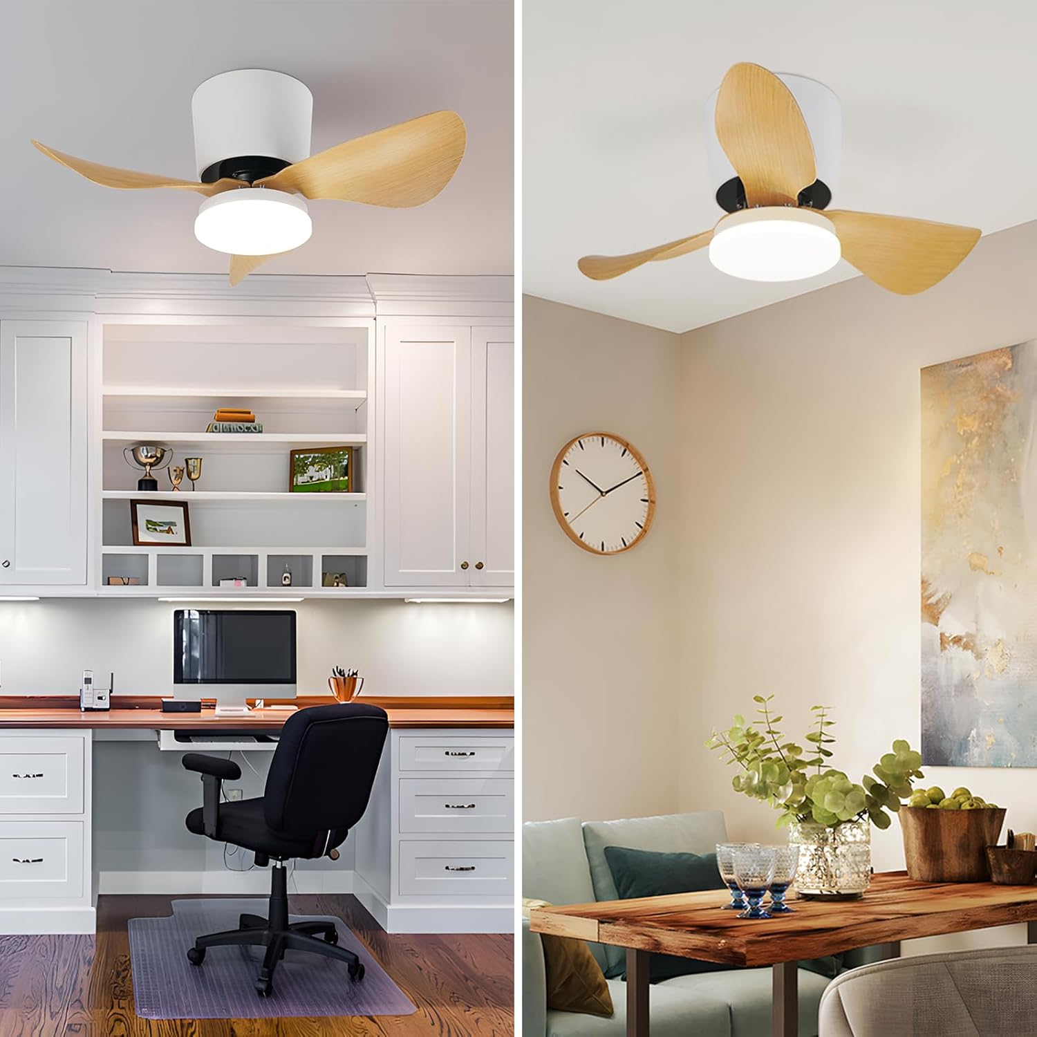 Homefire Deckenventilator Mit Beleuchtung und Fernbedienung - 23W LED Dimmbar Deckenleuchte mit Ventilator Leise 70CM Ventilator mit Licht Sommer/Winter 6-Gang Timer für Schlafzimmer Kinderzimmer Büro [Energieklasse E] - Homefire