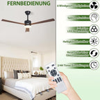 Homefire Deckenventilator mit Beleuchtung und Fernbedienung - LED 22W Deckenventilatorn leise Holz 131cm Ventilator mit Licht Dimmbar 6 Gang Timer Deckenlampe Ventilator Schlafzimmer Wohnzimmer - Homefire