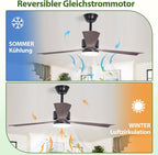 Homefire Deckenventilator mit Beleuchtung und Fernbedienung - LED 22W Deckenventilatorn leise Holz 131cm Ventilator mit Licht Dimmbar 6 Gang Timer Deckenlampe Ventilator Schlafzimmer Wohnzimmer - Homefire