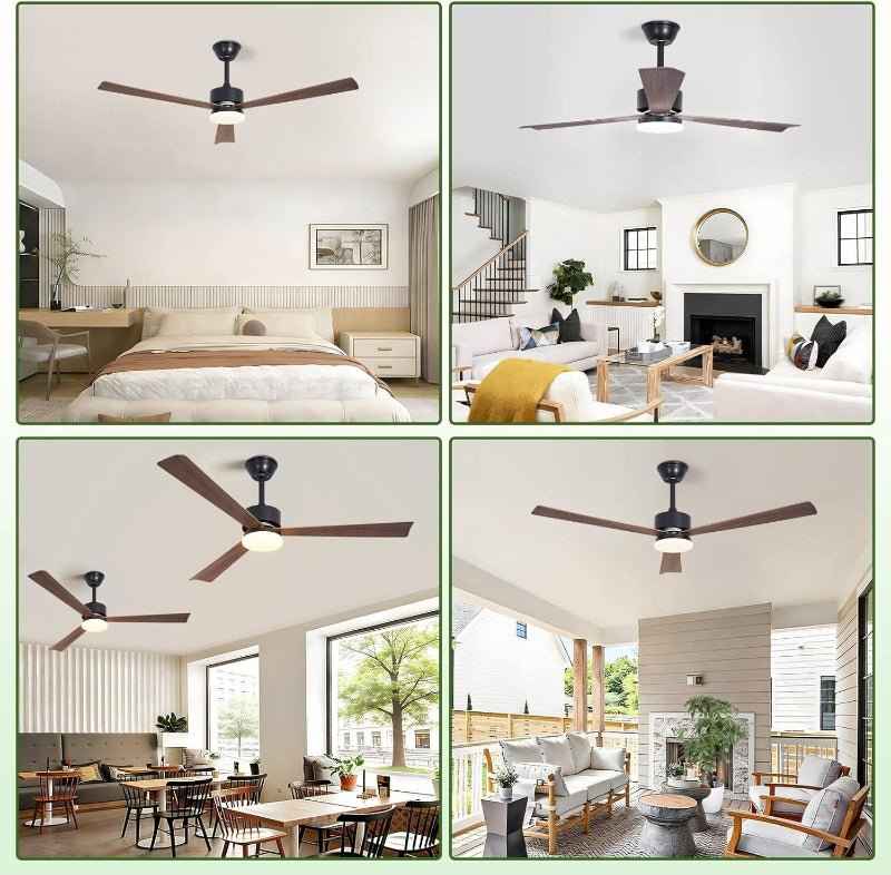 Homefire Deckenventilator mit Beleuchtung und Fernbedienung - LED 22W Deckenventilatorn leise Holz 131cm Ventilator mit Licht Dimmbar 6 Gang Timer Deckenlampe Ventilator Schlafzimmer Wohnzimmer - Homefire