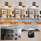 Homefire Deckenventilator Mit Beleuchtung und Fernbedienung Leise - 23W Dimmbar LED Deckenlampe mit Ventilator 70CM Schwarz Deckenventilatoren mit Licht Sommer/Winter 6-Gang Timer für Wohnzimmer Küche [Energieklasse E] - Homefire