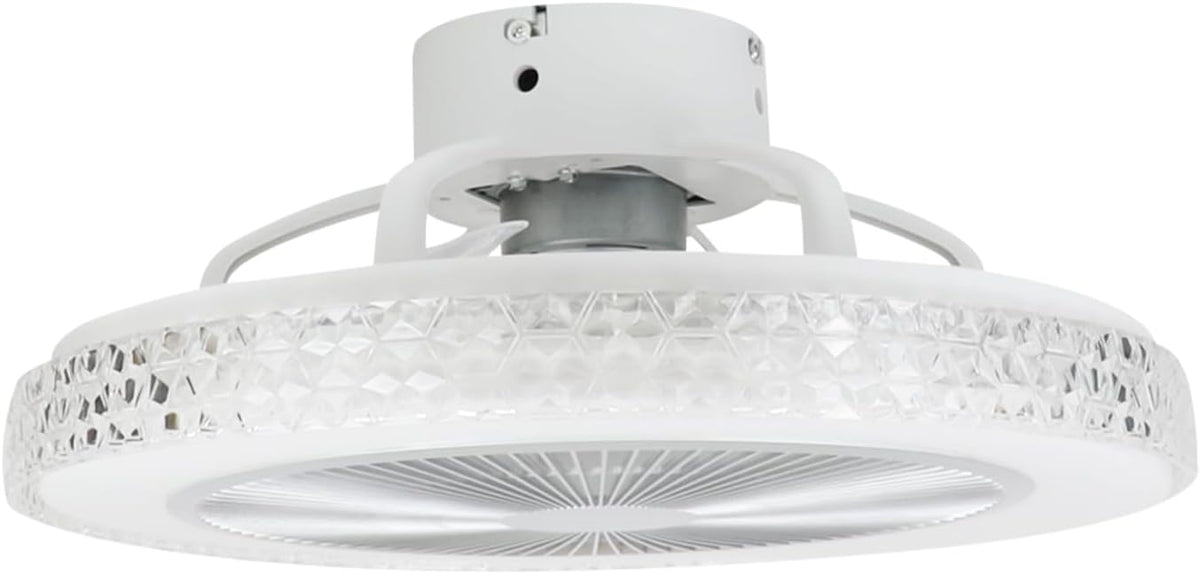 Homefire Deckenventilator Mit Beleuchtung und Fernbedienung Leise - 48.5CM LED Deckenlampe Dimmbar Wohnzimmer Ventilator Timing Deckenleuchte Fan Kristall Sommer-/Winter für Schlafzimmer Esszimmer [Energieklasse F] - Homefire