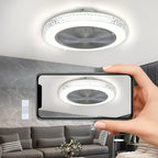 Homefire Deckenventilator Mit Beleuchtung und Fernbedienung Leise - 48.5CM LED Deckenlampe Dimmbar Wohnzimmer Ventilator Timing Deckenleuchte Fan Kristall Sommer-/Winter für Schlafzimmer Esszimmer [Energieklasse F] - Homefire