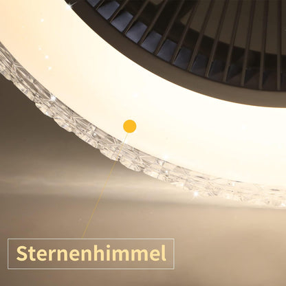 Homefire Deckenventilator Mit Beleuchtung und Fernbedienung Leise - 48.5CM LED Deckenlampe Dimmbar Wohnzimmer Ventilator Timing Deckenleuchte Fan Kristall Sommer-/Winter für Schlafzimmer Esszimmer [Energieklasse F] - Homefire