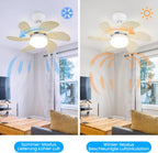 Homefire Deckenventilator Mit Beleuchtung und Fernbedienung Leise - Deckenlampe 6 Flügeln Ø75 cm Ventilator Timing Deckenleuchte Einzelleuchte Fan Sommer-/Winter Schlafzimmer Esszimmer/Holzfarbe - Homefire
