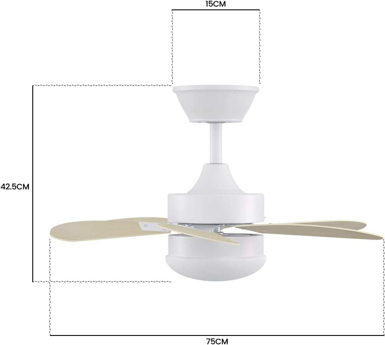 Homefire Deckenventilator Mit Beleuchtung und Fernbedienung Leise - Deckenlampe 6 Flügeln Ø75 cm Ventilator Timing Deckenleuchte Einzelleuchte Fan Sommer-/Winter Schlafzimmer Esszimmer/Holzfarbe - Homefire