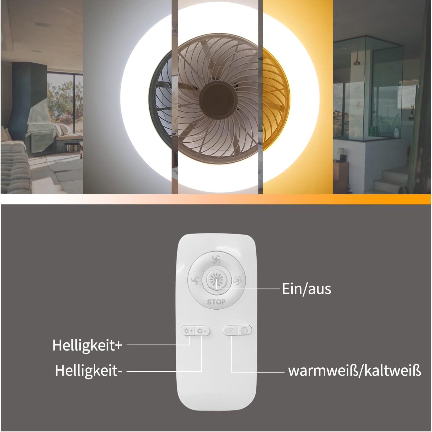 Homefire Deckenventilator Mit Beleuchtung und Fernbedienung Leise - Deckenlampe Dimmbar Ventilator Timing Deckenleuchte Fan Modern Sommer-/Winter Wohnzimmer Schlafzimmer Esszimmer Kinderzimmer Küche [Energieklasse G] - Homefire