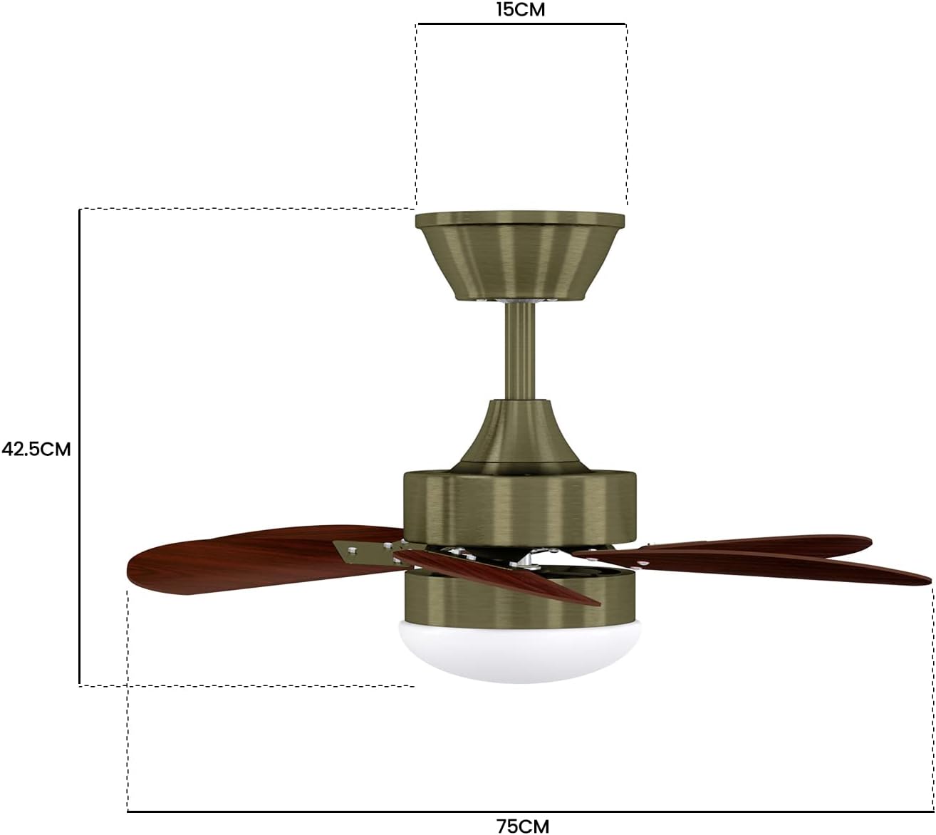Homefire Deckenventilator Mit Beleuchtung und Fernbedienung Leise - Deckenlampe Ø75 cm 6 Flügeln Ventilator mit Einzelleuchte Deckenleuchte Fan Sommer-/Winter für Schlafzimmer Ohne Lichtquelle - Homefire