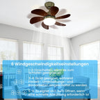 Homefire Deckenventilator Mit Beleuchtung und Fernbedienung Leise - Deckenlampe Ø75 cm 6 Flügeln Ventilator mit Einzelleuchte Deckenleuchte Fan Sommer-/Winter für Schlafzimmer Ohne Lichtquelle - Homefire