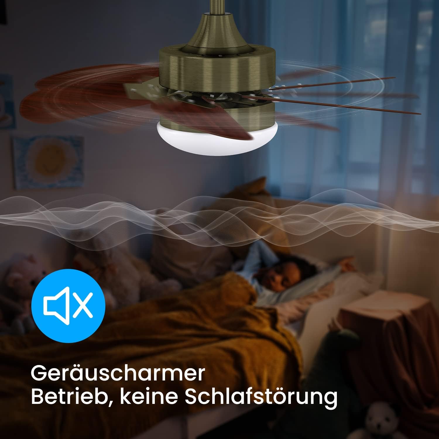 Homefire Deckenventilator Mit Beleuchtung und Fernbedienung Leise - Deckenlampe Ø75 cm 6 Flügeln Ventilator mit Einzelleuchte Deckenleuchte Fan Sommer-/Winter für Schlafzimmer Ohne Lichtquelle - Homefire