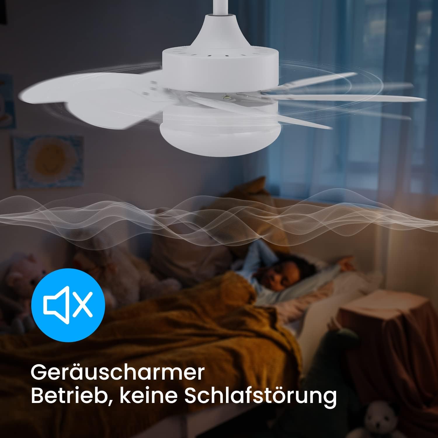 Homefire Deckenventilator Mit Beleuchtung und Fernbedienung Leise - Deckenlampe Wohnzimmer 6 Flügeln Ø75 cm Ventilator Timing Deckenleuchte Fan Sommer-/Winter für Schlafzimmer Küche - Ohne Glühbirne - Homefire