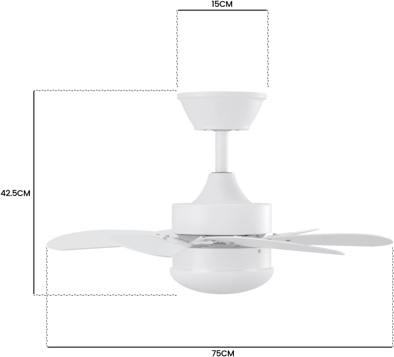 Homefire Deckenventilator Mit Beleuchtung und Fernbedienung Leise - Deckenlampe Wohnzimmer 6 Flügeln Ø75 cm Ventilator Timing Deckenleuchte Fan Sommer-/Winter für Schlafzimmer Küche - Ohne Glühbirne - Homefire