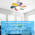 Homefire Deckenventilator Mit Beleuchtung und Fernbedienung Leise - Deckenlampe Wohnzimmer 6 Flügeln Ø75 cm Ventilator Timing Deckenleuchte mit Einzelleuchte Fan Sommer-/Winter Schlafzimmer/Bunt - Homefire