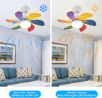 Homefire Deckenventilator Mit Beleuchtung und Fernbedienung Leise - Deckenlampe Wohnzimmer 6 Flügeln Ø75 cm Ventilator Timing Deckenleuchte mit Einzelleuchte Fan Sommer-/Winter Schlafzimmer/Bunt - Homefire