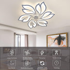 Homefire Deckenventilator Mit Beleuchtung und Fernbedienung Leise - LED Deckenlampe APP Dimmbar Ventilator Timing Deckenleuchte Kreativer 6 Lichter Design Wohnzimmer Fan Winter/Sommer für Schlafzimmer - Homefire