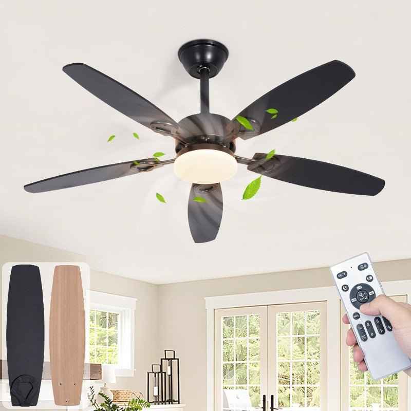 Homefire Deckenventilator mit Licht und Fernbedienung - 110cm Deckenventilatorn mit Beleuchtung Doppelseitige Flügeln, 6 Gänge, Leiser, 3CCT, Dimmbar, Timer, lampe mit ventilator Wohnzimmer Büro - Homefire