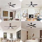 Homefire Deckenventilator mit Licht und Fernbedienung - 110cm Deckenventilatorn mit Beleuchtung Doppelseitige Flügeln, 6 Gänge, Leiser, 3CCT, Dimmbar, Timer, lampe mit ventilator Wohnzimmer Büro - Homefire