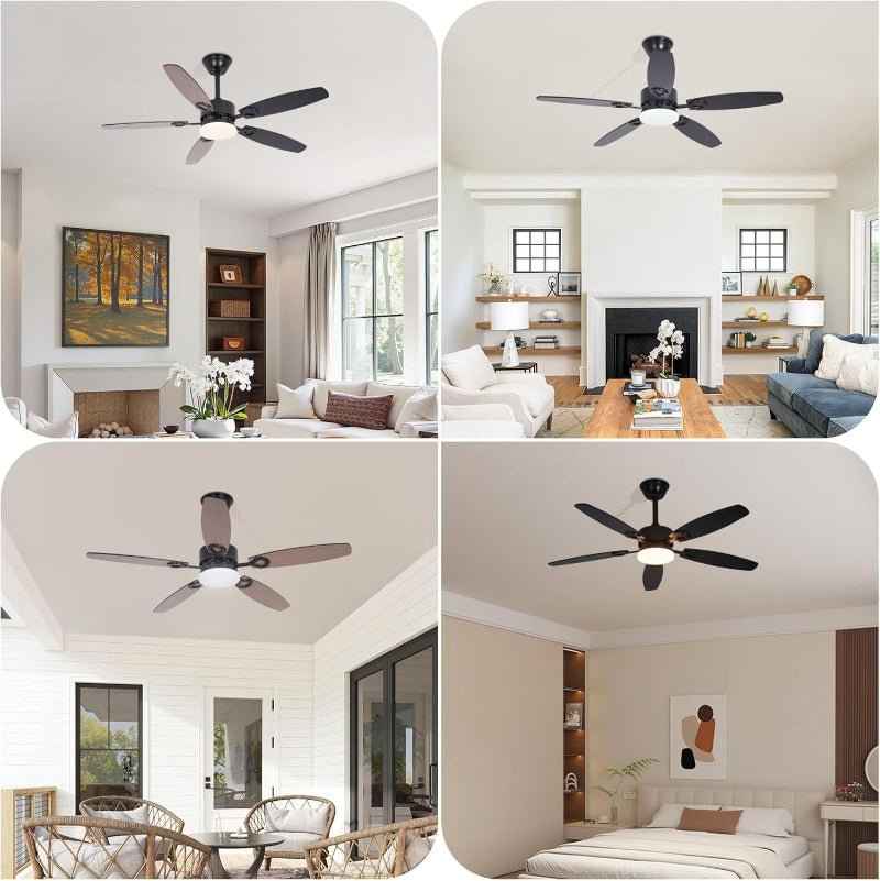 Homefire Deckenventilator mit Licht und Fernbedienung - 110cm Deckenventilatorn mit Beleuchtung Doppelseitige Flügeln, 6 Gänge, Leiser, 3CCT, Dimmbar, Timer, lampe mit ventilator Wohnzimmer Büro - Homefire