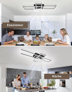 Homefire Deckenventilator mit Licht und Fernbedienung - Modern Deckenventilator mit Beleuchtung Dimmbar LED Deckenlampe Ventilator 6-Gang Leise Timer für Wohnzimmer Esszimmer Schlafzimmer 94cm - Homefire