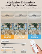 Homefire Deckenventilator mit Licht und Fernbedienung - Modern Deckenventilator mit Beleuchtung Dimmbar LED Deckenlampe Ventilator 6-Gang Leise Timer für Wohnzimmer Esszimmer Schlafzimmer 94cm - Homefire