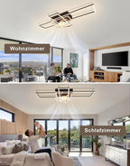Homefire Deckenventilator mit Licht und Fernbedienung - Modern Deckenventilator mit Beleuchtung Dimmbar LED Deckenlampe Ventilator 6-Gang Leise Timer für Wohnzimmer Esszimmer Schlafzimmer 94cm - Homefire