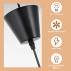 Homefire Hängelampe Schwarz Pendelleuchte E27 - Hängeleuchte Vintage 100CM Pendellampe Esszimmer Retro Kronleuchter Esstischlampe Küche Wohnzimmer Ohne Leuchtmittel - Homefire