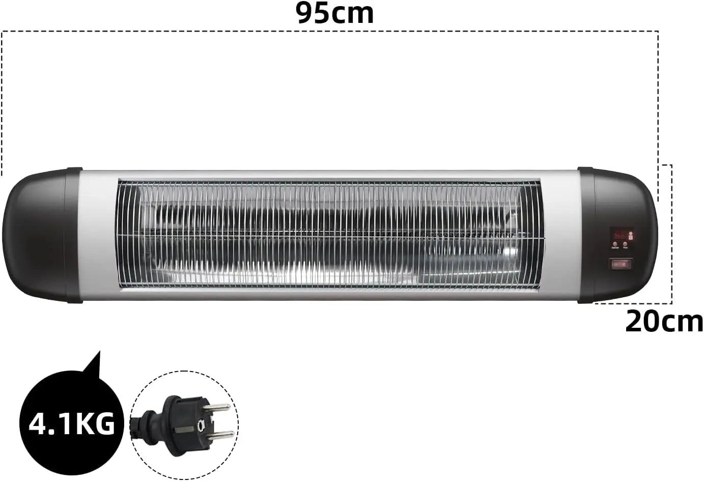 Homefire Heizstrahler Terrasse Infrarotheizung - 2500W Infrarot Strahler Outdoor mit Fernbedienung Elektrisch Wärmestrahler Wandmontage 3 Heizstufen Terrassenstrahler Aussen für Bad Balkon Garten - Homefire