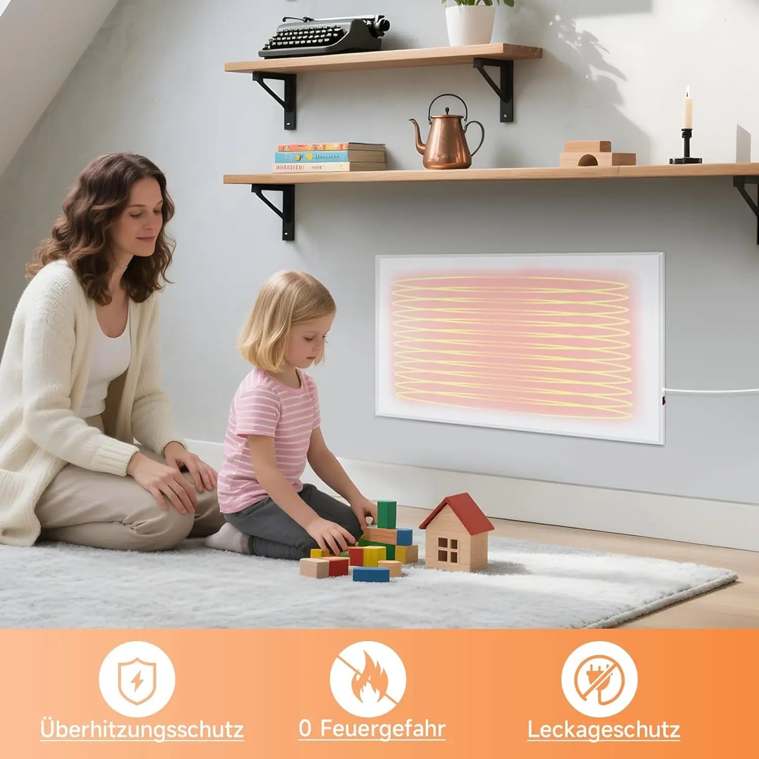 Homefire Infrarotheizung Energiesparend Infrarot Wandheizung - 170W Heizung Elektrisch Wandmontage Elektroheizung Wand Badezimmer mit Überhitzungsschutz Klein Heizkörper Infrared Heater - Homefire