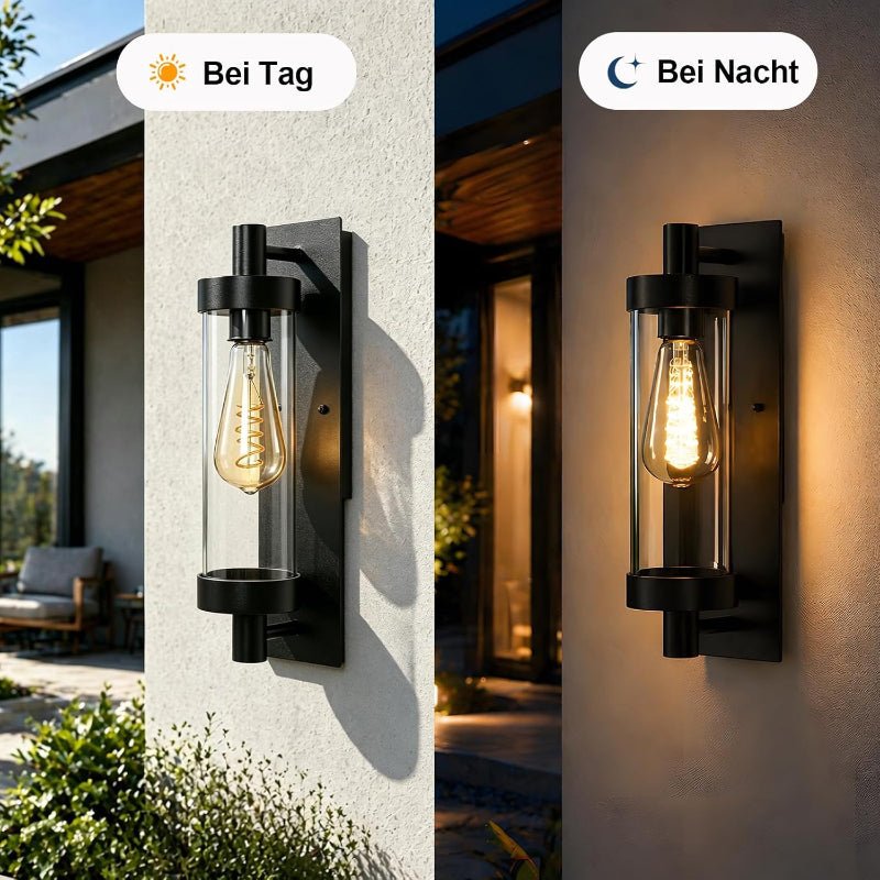 Homefire LED Außenwandleuchten Wandlampe Aussen - Wandleuchte Vintage E27 Aussenlampe Wandbeleuchtung Schwarz IP65 lampe Flur Wand Hauswand Terrasse Balkon Garten MAX.40W ohne Leuchtmittel - Homefire