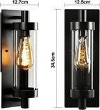 Homefire LED Außenwandleuchten Wandlampe Aussen - Wandleuchte Vintage E27 Aussenlampe Wandbeleuchtung Schwarz IP65 lampe Flur Wand Hauswand Terrasse Balkon Garten MAX.40W ohne Leuchtmittel - Homefire